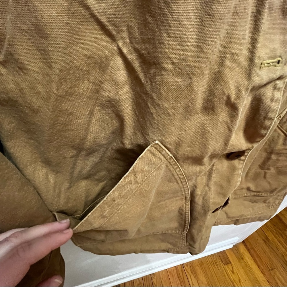 L.L. Bean Brown Canvas Jacket with Dark Green Corduroy Collar - Picture 4 of 10